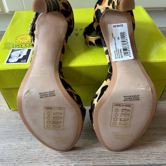 Ted Baker Claudel Genuine Calf-hair Leopard-print Ankle Strap Sandal Size 39 - Picture 6 of 12